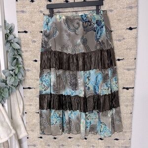 Paisley Patchwork midi Skirt - Blue and brown size M